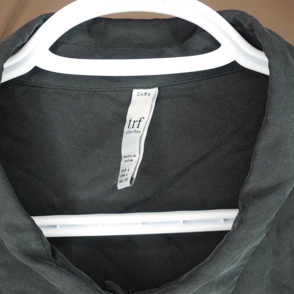 Zara Cropped Button Up Dark Gray Blouse - Picture 4 of 5